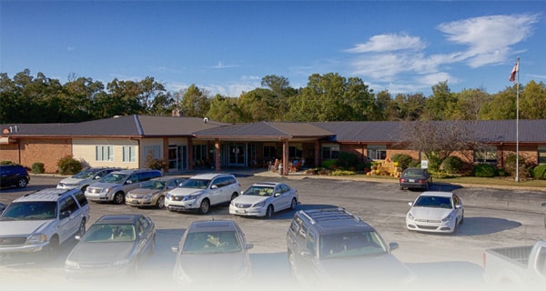 Lewis Park Post Acute front view with parking lot