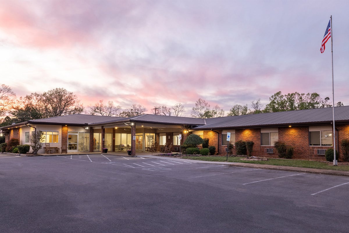 outdoor front dusk view at Lewis Park Post Acute